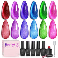 Beetles Cat Eye purple polish with magnetic effect for shimmering nails and versatility
