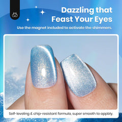 Beetles Blue Cat Eye Polish under UV/LED lamp cures to a glossy finish.