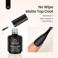 Beetles chrome-proof matte finish applied for chrome powder detail on nails