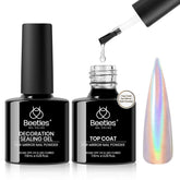 Beetles Chrome Top Coat bottle closeup shows translucent shine and lasting protection.
