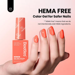 Beetles Coral Orange gel polish swatch displaying neon shade for eye-catching nails