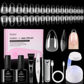 Beetles Curve-EX almond nail tips for secure curved-nail extensions.