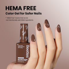 Beetles Dark Brown gel polish color bottle design assists accurate shade selection