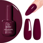 Beetles Dark Red Gel Nail Polish bottle close-up showing rich burgundy shade and long wear