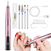 Beetles electric nail drill cordless, rose gold finish, ideal for at-home manicures.