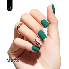Beetles Emerald Green nails display a glossy, salon-worthy finish.