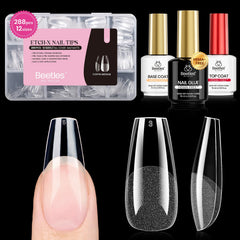Beetles Gel Nail Kit Etch-X coffin tips in a 288-piece set for precise, natural-looking extensions