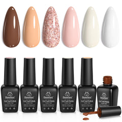 Beetles Fall Gel Nail Polish Set packshot shows six versatile shades for at-home manicures.