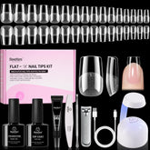 Beetles Flat-X almond nail tips for flush fit on nails.
