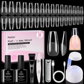 Beetles Flat‑X coffin nail tips viewed up close for a flush natural look