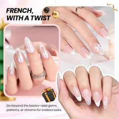 Beetles bubble French manicure stickers provide two styles for DIY salon results.