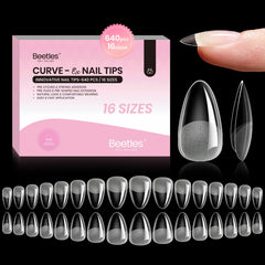 Beetles Gel Almond Nail Tips Curve-EX arch support for secure extensions on curved nails.