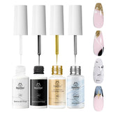 Beetles Gel Liner Gold Glitter creates dazzling metallic manicure with mirror shine, ideal for at-home nail art.