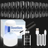 Beetles Gel Nail Kit Clear Almond Short for at-home nail extensions.