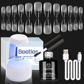 Beetles Etch-X almond medium front view nails; natural look with quick at-home application.