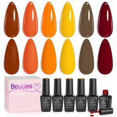 Beetles Gel Nail Polish Set pumpkin orange bottle provides long-lasting fall color for nails.