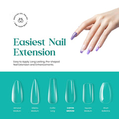 Beetles Gel Nail Tips: clear full-cover tips for seamless nail extensions.