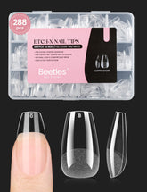 Beetles gel nail tips short coffin with 12 sizes for quick full-cover extensions.