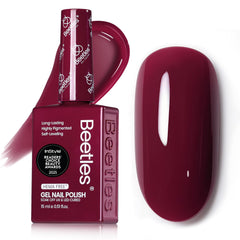 Beetles Burgundy Red Gel Polish bottle design with color-matched cap.
