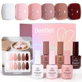 Beetles Gel Polish Coffee Time bottle close-up with warm hues for long-lasting glossy nails.