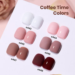 Beetles Gel Polish Coffee Time nails under UV/LED lamp for quick cure.