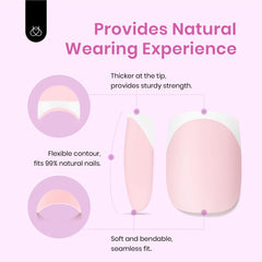 Beetles gel polish press-on nails pink short square tips require no filing.
