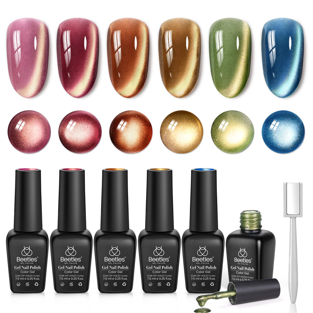 Beetles Golden Mirage lake blue cat eye gel polish for autumn-inspired nails