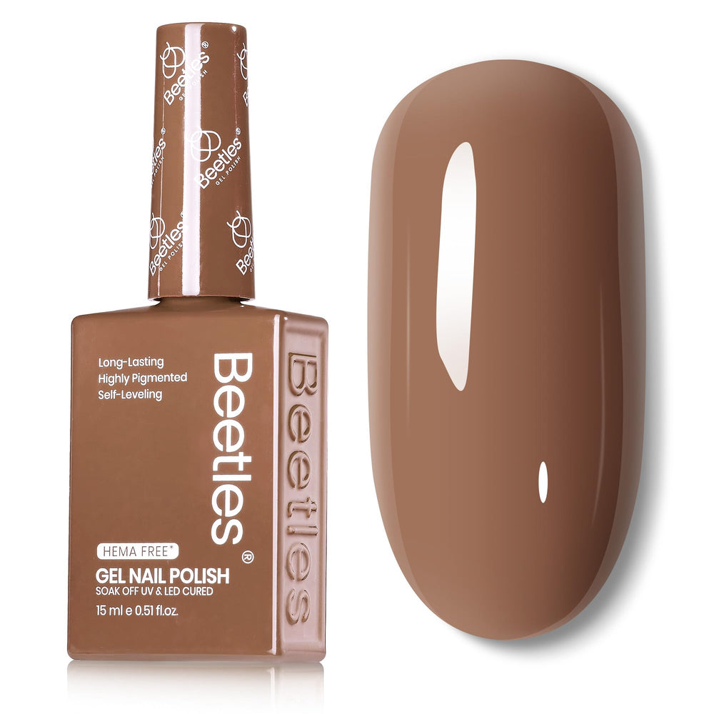 Beetles Gel Polish brown bottle shows the color for at-home manicures.