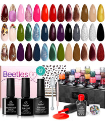 Beetles Gel Polish Kit Cat Eye Glitter Leopard theme swatches for long-lasting nails