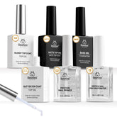 Beetles gel polish kit shows glossy top coat and base coat for lasting shine