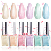Beetles Gel Polish pastel pearl kit on display with six color options for versatile manicures.