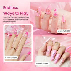 Beetles Gel Polish Pink Set Rosa pink shade close-up for soft manicure.