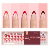 Beetles Gel Polish press‑on nails with red French tips for Valentine style