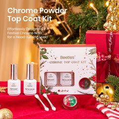 Red-Green Mirror Powder close-up adds festive chrome sparkle.