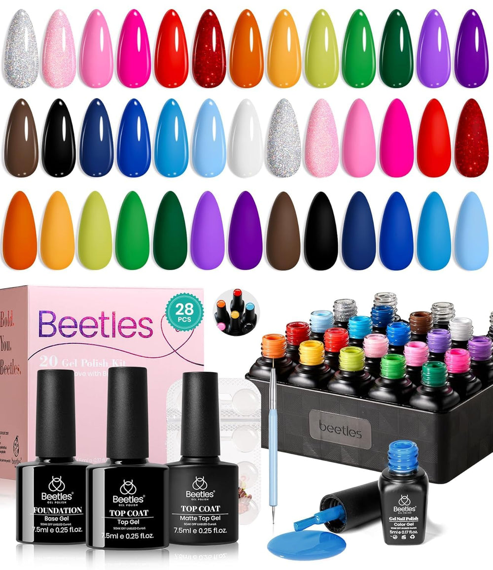 Beetles gel polish set 20 neon shades palette for vibrant spring and summer manicures.