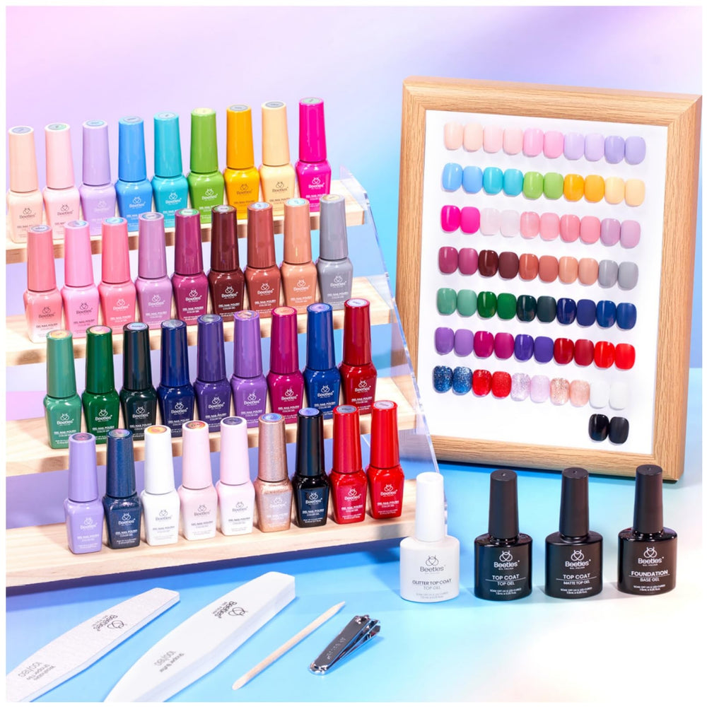 Beetles Gel Polish Shifting Lights color palette close-up for versatile nail looks.