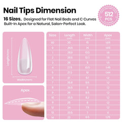 Beetles Tipex Lite flat-nail fit tips close-up for seamless natural look.