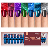 Beetles X Press Cat Eye Nails red set display bold shimmer for chic evenings.
