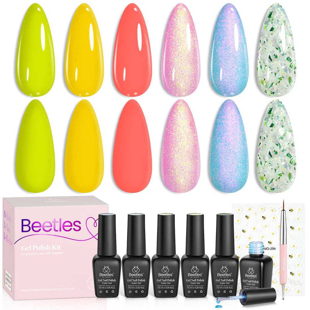 Beetles Gel Polish Yellow Coral color for bright spring nails and easy day-to-night wear