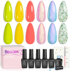 Beetles Gel Polish Yellow Coral color for bright spring nails and easy day-to-night wear