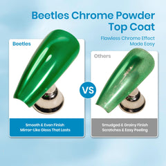 Beetles Gel Top Coat no wipe seals chrome powder with durable shine protection.