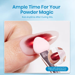 Beetles Gel Top Coat forms a protective film over chrome powder nails.