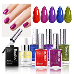 Beetles Glitter Nail Polish Set with seven pieces for festive nails and at-home manicure