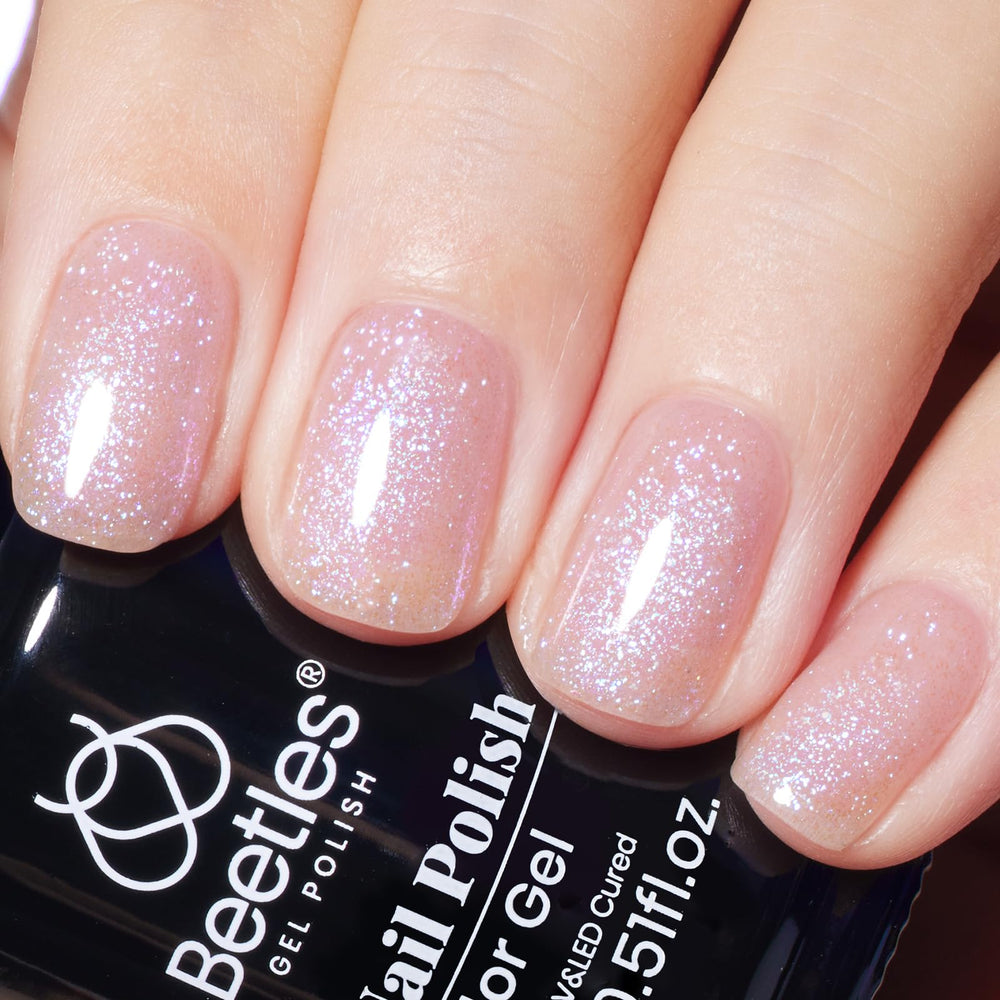 Beetles Glitter Gel Nail Polish bottle showing purple jelly shimmer for chic nails.