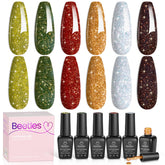 Beetles Glitter Gel Nail Polish Set Vintage Luminary emerald green shade adds festive sparkle to nails.