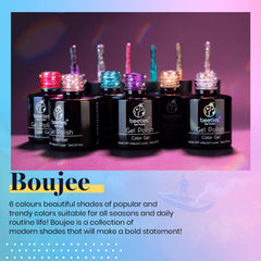Beetles Glitter Gel Polish kit green-purple-gold glitter for bold manicures.