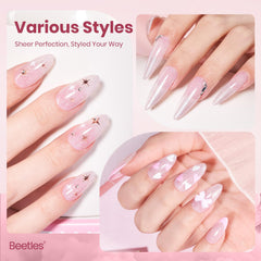 Beetles Glitter Pink Gel Nail Polish closeup of glitter fragments for a dreamy effect.
