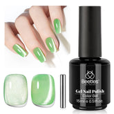 Beetles Green Cat Eye Gel Polish bottle with magnet-ready formula
