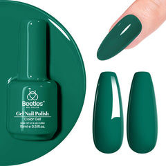 Beetles green gel polish color swatch for at-home manicure.