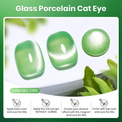 Beetles Green Glass Cat Eye effect nail polish close-up